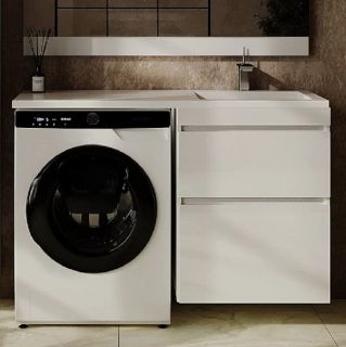 Тумба подвесная Style Line Даллас Леон 120 Люкс Plus СС-00002440 под раковину для стиральной машины белый